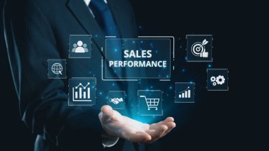 Sayısal satış performans gösterge paneli satış performans ölçümlerini, performans eğilimlerini, satış performans analizlerini ve iş bağlamında satış artışını gösteriyor. Elide