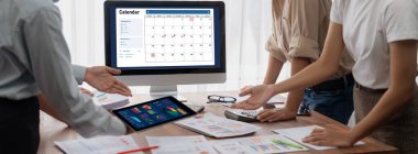 Kişisel organizatör ve çevrimiçi iş dünyası için hızlı zamanlama planlaması için bilgisayar yazılım uygulaması takvimiName