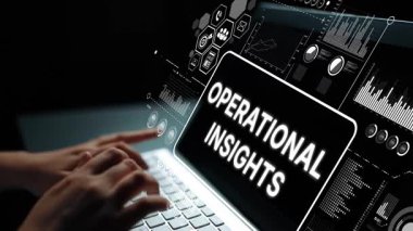 Modern Dijital Grafik Görüntüsü olan bir dizüstü bilgisayarda Operasyonel Sezgileri Olan İş Profesyonel Analiz Verileri. Asemptotik akıllı veri analitiği.