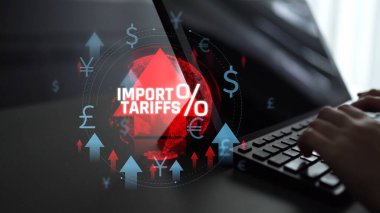 Küresel İthalat Gümrüğü ve Vergi İdaresi Para Birimi Sembolleri ve Mali Büyüme Göstergelerine İlişkin Uluslararası Ticaret Etkisi. Sevkiyat.