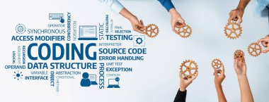 Bu resim, çeşitli ellerin çarkların etrafında etkileşim içinde olduğu, takım çalışmasını ve yazılım gelişimindeki yeniliği sembolize eden işbirlikçi bir kodlama oturumunu betimlemektedir. Dostluk