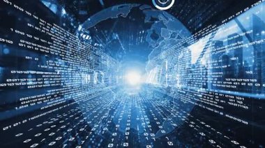 Ticari veri analizi ve zeki yazılım pazarlama stratejisi. Yeni bilgi çağındaki küresel eğilimleri değiştiren akıllı dijital dönüşüm ve teknoloji bozulması kavramı .