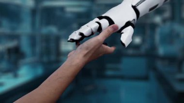 Laboratuvar arka planında yüzen insan anatomisi hologramına yakın çekim. Tıbbi verilere el erişimi ve bağlantı kurmak için X ışını ikonunu kullanarak semptomları analiz etmek ve teşhis etmek. Sağlıklı..