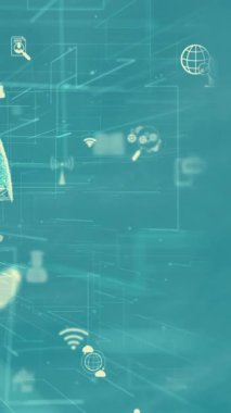 Dünya çapında internet ağı bağlantıları kavramında küresel iş değişikliğinin ve mavi gökyüzüne karşı e-ticaretin 3 boyutlu grafiğine sahip telekomünikasyon kulesi .