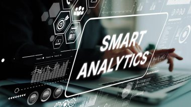 Soyut Teknoloji Arkaplanı ve Veri Görselleştirme Elementleri ile Modern Akıllı Analitik Kavramı. Asemptotik akıllı veri analitiği.