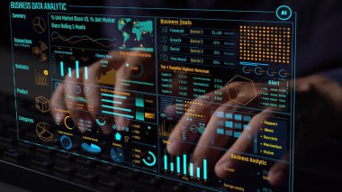 Modern dijital işletmelerde veri analizi ve gerçek zamanlı analitik, öngörü veri modellemesi, iş zekası analizleri ve veri odaklı karar verme stratejisi. Thunk