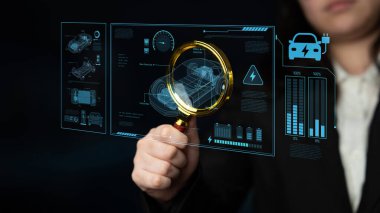 Elektrikli aracın teknik düzeni pil sistemini, güç kontrolünü, çekiş motorunu, şarj arayüzünü ve yenilenebilir ve akıllı enerji kaynaklarıyla bütünleşmeyi gösteriyor.