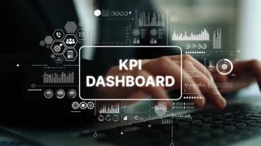 Veri görselleştirmesi, grafikleri ve performans takibi ve karar verme ölçümleri olan iş analizi paneli. Asemptotik akıllı veri analitiği.