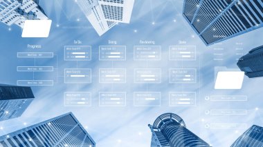 Proje yönetim sistemi iş akışı aşamalarını, görev ilerlemesini ve gözden geçirme durumunu gösteriyor. Görev ilerlemesi tamamlamayı izler, görev ilerlemesi iş akışını artırır ve görev ilerlemesi görünürlüğü sağlar. Kefil