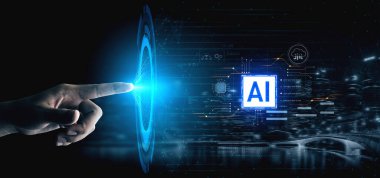 Yapay zeka teknolojisi dijital devre bağlantılarıyla sunulur, yapay zeka sistemlerini sembolize eder, işleme gücünü ve modern dijital platformlara entegrasyonu simgeler.