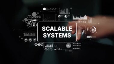 Modern İş Çözümleri için Yenilikçi Teknoloji ve Veri Görselleştirme Kavramları Ölçeklendirilebilir Sistemler ve Dijital Grafikler. Asemptotik akıllı veri analitiği.