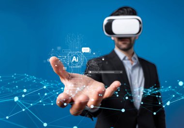 Yapay zeka sanal asistanı Chatbot ile yapay zeka konsepti ile insan etkileşimi, yapay zeka mühendisliği, LLM yapay zeka derin öğrenimi iş desteği için üretken yapay zeka kullanımı. FaaS