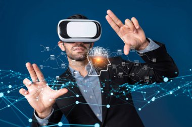 Yapay zekanın veri ve bulut yönetimi ile etkileşimini gösteren, gelecekteki uygulamaları ve teknolojik ilerlemeyi vurgulayan son teknoloji bir sanal gerçeklik sahnesi keşfedin. XDMCP