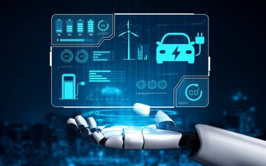 AI, pilin durumunu takip ederek EV şarj gösterge panelini yönetir, yenilenebilir güç kullanımını optimize eder ve akıllı enerji izleme aracılığı ile karbon emisyonlarını azaltır.