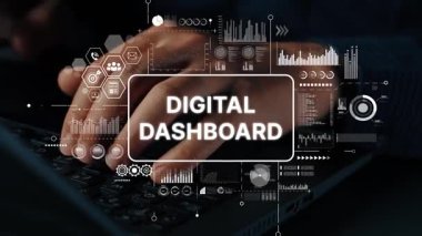 Uzmanlar için Veri Analizi ve İş Sezgileri 'ni Temsilen Dijital Kontrol Paneli Görselleştirmeleri ve Grafikleri Ellerinizi Klavyeye koyun. Asemptotik akıllı veri analitiği.