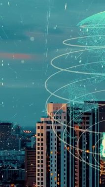 Akıllı şehirde küresel bağlantı ve internet ağı değişikliği. Gelecekteki kablosuz dijital bağlantı ve sosyal medya ağı kavramı .