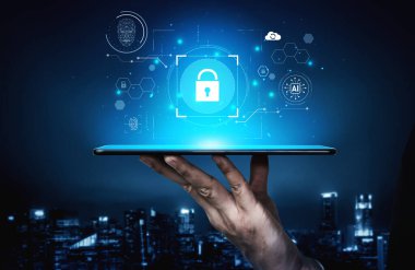 Biyometrik doğrulama ve gizlilik kontrolü kullanan yapay zeka siber güvenlik sistemi. Siber güvenlik kimliği korur, siber güvenlik tehditleri tespit eder, siber güvenlik güvenliği sağlar ve veriyi güvence altına alır. Kefil