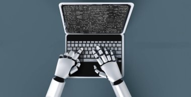 Bilgisayar ekranında bilim ve eğitim kavramını gösteren matematiksel denklemler ve modem formülü