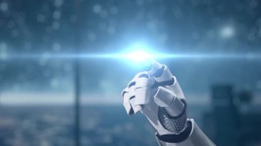 Parlayan dijital kullanıcı simgelerine uzanan robotik bir elin yakından görüntüsü, yapay zekanın sosyal etkileşim ve modern teknolojiyle bütünleşmesini sembolize ediyor. Auvana