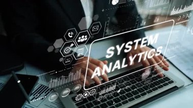 Dijital Arayüz ve Veri Görselleştirme Elementleri ile Sistem Analizlerine Bağlı İş Profesyoneli. Asemptotik akıllı veri analitiği.