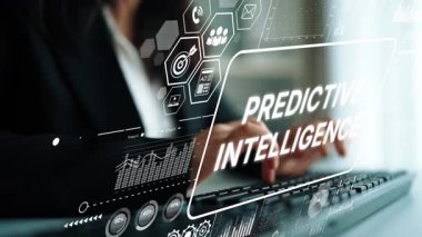 Klavyeye Dijital Grafik Çizimleri ile Yazan Eller Öngörüsel Zeka Kavramları ve Veri Analizi. Asemptotik akıllı veri analitiği.