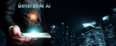 Yapay zeka sanal asistanı Chatbot ile yapay zeka konsepti ile insan etkileşimi, yapay zeka mühendisliği, LLM yapay zeka derin öğrenimi iş desteği için üretken yapay zeka kullanımı. FaaS