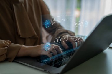 Yapay zeka sohbet robotu arayüzü otomatik kullanıcı desteği ve bilgi alışverişi için iletişimi, sohbet robotunu ve yapay zeka etkileşimini kolaylaştırır