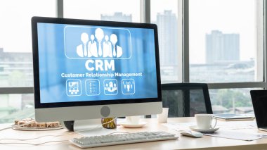 CRM işletme ve işletme için modern bilgisayarda müşteri ilişkileri yönetim sistemi