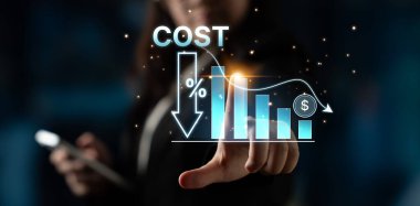 Dijital dönüşüm, iş maliyeti optimizasyonu, operasyonel maliyet azaltma, finansal tasarruf ve iş başarısı için kaynak verimliliği stratejileri yoluyla maliyet azaltma ve maliyet tasarrufu. Eğri
