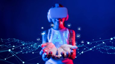 Bu resim, çok fonksiyonlu özelliklere sahip bir asistan olarak rolünü vurgulayarak, üretici yapay zekanın sanal gerçeklik ortamına entegrasyonunu gösteriyor. XDMCP