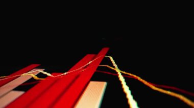 LED ekranda kapanış makro çekim hareketi, düşen borsa grafiği ekonomik krizi, azalan eğilim kırmızı düşüş göstergesi ve kar kaybı. Finansal kriz piyasa dengesizliğine yol açtı.