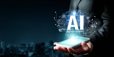 Yapay zeka mühendisliği, büyük veri ve yapay zeka makinesi kavramında yapay zeka beyin işlemcisiyle iş desteği için üretken yapay zeka kullanmayı öğrenen insan etkileşimi. Faas