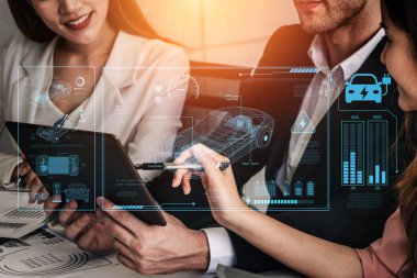 Akü sistemi, güç kontrolü, çekiş motoru, şarj arayüzü ve yenilenebilir ve akıllı enerji kaynaklarıyla bütünleşmeyi gösteren teknik bir tasarım.