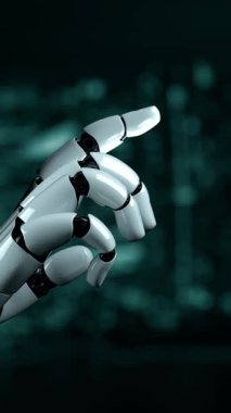 Gelecekçi robot yapay zeka yapay zeka yapay zekayı aydınlatıyor ve makine öğrenme kavramını geliştiriyor. İnsan hayatının geleceği için küresel robot biyonik bilim araştırması. 3B görüntüleme grafiği.