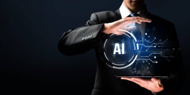 Yapay zeka mühendisliği, büyük veri ve yapay zeka makinesi kavramında yapay zeka beyin işlemcisiyle iş desteği için üretken yapay zeka kullanmayı öğrenen insan etkileşimi. Faas