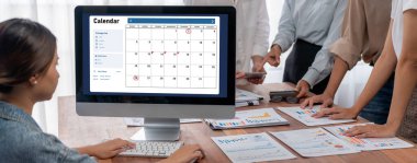 Kişisel organizatör ve çevrimiçi iş dünyası için hızlı zamanlama planlaması için bilgisayar yazılım uygulaması takvimiName