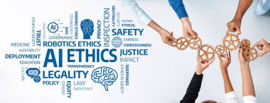 Bu resim, yapay zeka etiği, şeffaflık ve teknoloji gelişimindeki eşitliği sembolize ederek, işbirlikçi bir çabayla viteslere katılan elleri gösteriyor. Dostluk