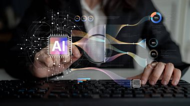 LLM Teknoloji, Büyük Veri, Makine Öğrenme, İş Desteği için Üretici AI, Geleceğin AI Teknolojisi ve Yapay Zeka Mühendisliği Asistan Beyin İşlemcisi. Eğri