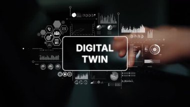 Modern Teknoloji Çevresindeki Veri Analizi ve Dokunmatik Etkileşimi ile Dijital İkiz Kavramsallaştırma Görselleştirmesi. Asemptotik akıllı veri analitiği.