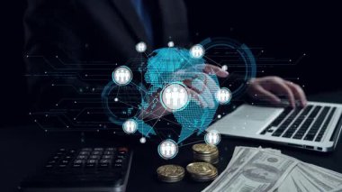 Para unsurlarının yanı sıra popüler kodlama dillerinin de yer aldığı bir programlama arayüzünün modern bir tasviri, teknoloji ve finans temaları için idealdir. Dörtgen