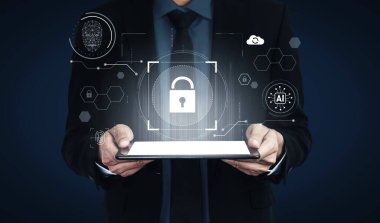 Biyometrik doğrulama ve gizlilik kontrolü kullanan yapay zeka siber güvenlik sistemi. Siber güvenlik kimliği korur, siber güvenlik tehditleri tespit eder, siber güvenlik güvenliği sağlar ve veriyi güvence altına alır. Kefil