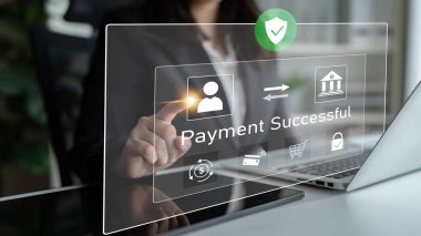 Güvenli ödeme gösteren başarılı bir aktarım mesajı. Ödeme onaylandı, güvence altına alındı, ödeme işlendi ve ödeme güven ve işlem bütünlüğüyle tamamlandı. Latch