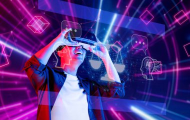 Bu canlı görüntü, yenilikçi bir teknolojik ortamda dijital yönetim ve siber güvenliği vurgulayarak yapay zeka ve etiğin kaynaşmasını gösteriyor. XDMCP