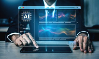 Yapay zeka platformu dinamik arayüzle resim üretiyor. Yapay zeka görüntüsünde yapay zeka içeriği ortaya çıkar. Yapay zeka, yapay zeka tasarım motorundan çoklu görüntü yüklüyor. Eğri