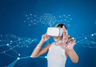 Bu görüntü, sanal gerçeklik yoluyla üretken yapay zeka teknolojisine sahip bir kullanıcıyı yakalar, yenilikçi bulut tabanlı veri yönetimi gösterir ve mühendislik becerilerini artırır. XDMCP