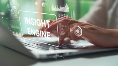 Laptop ve Dijital Veri Örtüsü Temsili Sezgi ve Analitik Çözümleri Yazan Kişiyle Geleceğin Teknoloji Konsepti. Asemptotik akıllı veri analitiği.