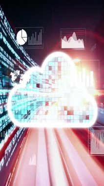 Akıllı paylaşım yazılımıyla bulut bilgisayarı ve çevrimiçi veri depolama. Yeni bilgi çağındaki küresel eğilimleri değiştiren akıllı dijital dönüşüm ve teknoloji bozulması kavramı .