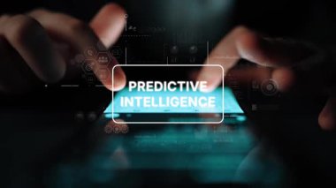 Eller, Dijital Arayüz Gösterme Öngörü Zekası ve Görsel Veri Teknikleri ile Etkileşiyor. Asemptotik akıllı veri analitiği.