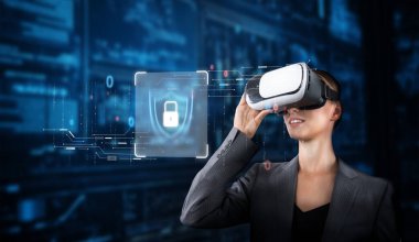 Sanal gerçeklik ve dijital güvenliğin kesişimlerini araştırın. Bu görüntü, teknolojinin yönlendirdiği bir dünyada gizlilik ve koruma kavramlarıyla uğraşan bir profesyoneli yakalıyor. XDMCP