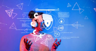 Sanal gerçeklik ortamına dalmış, siber güvenlik ve veri gizlilik kavramlarını keşfeden, yenilikleri ve modern teknolojiyi ön plana çıkaran canlı bir görüntü. XDMCP